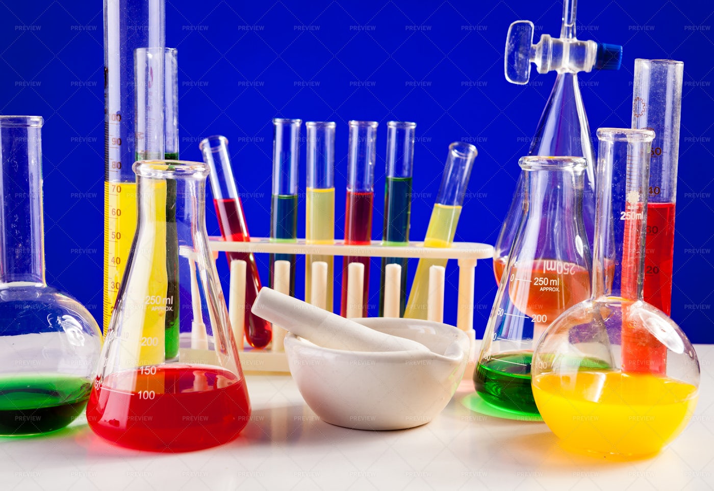 Lab Set For Chemistry With Colored: Stock Photos