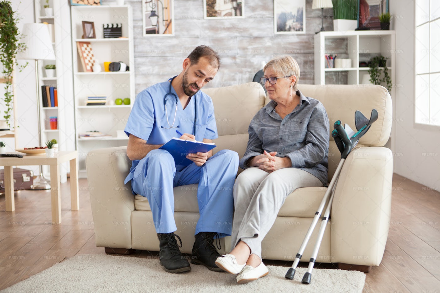 Young Doctor In Nursing Home: Stock Photos