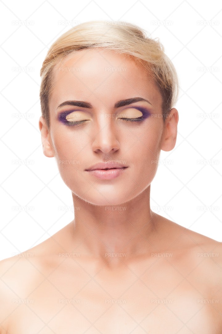 Eyes Closed With Professional Makeup: Stock Photos