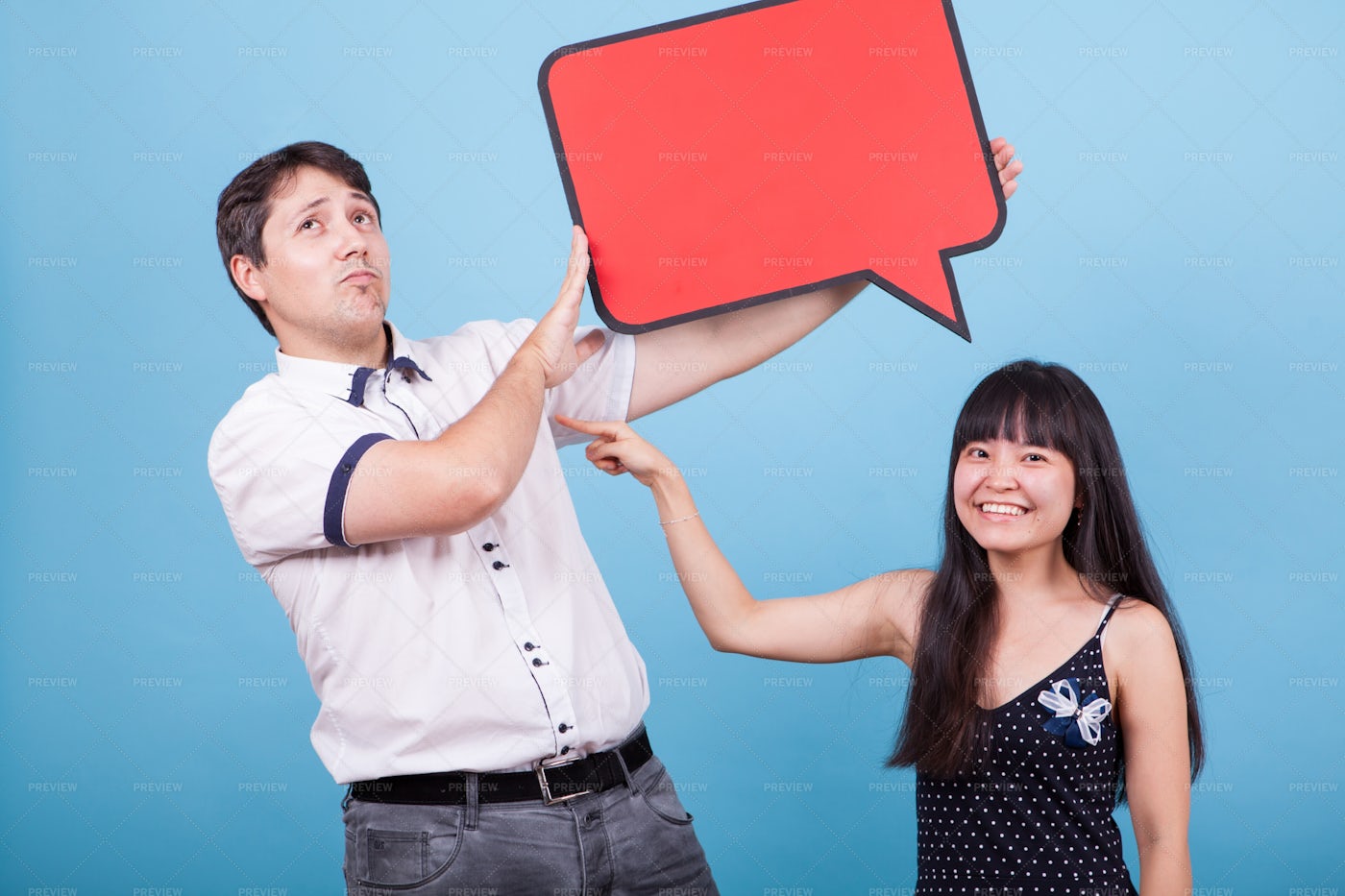 Girl Pointing At Partner: Stock Photos