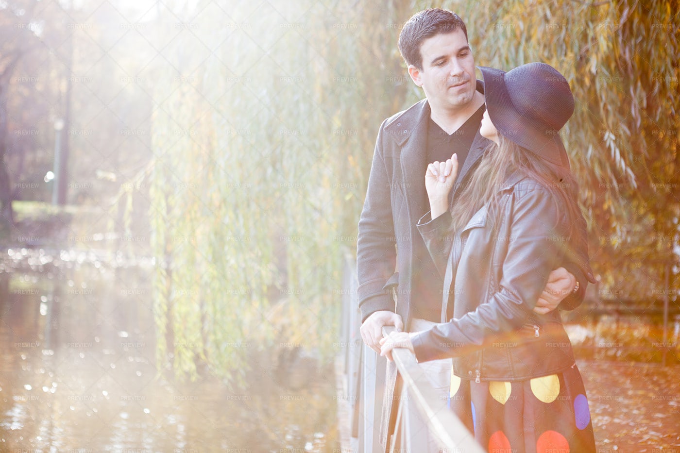 Embracing At The Park: Stock Photos