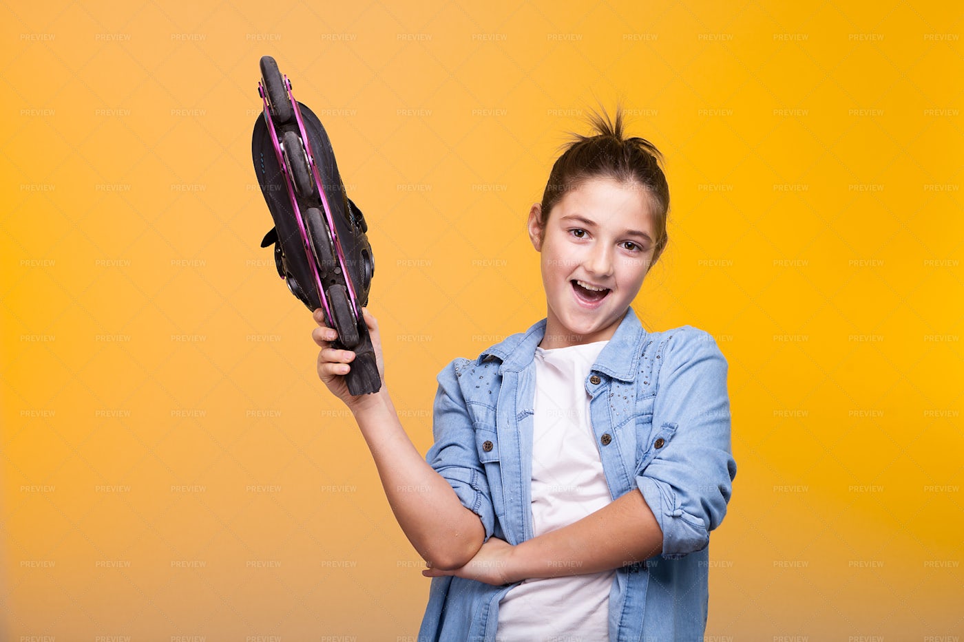 Girl Holding Roller Skate: Stock Photos