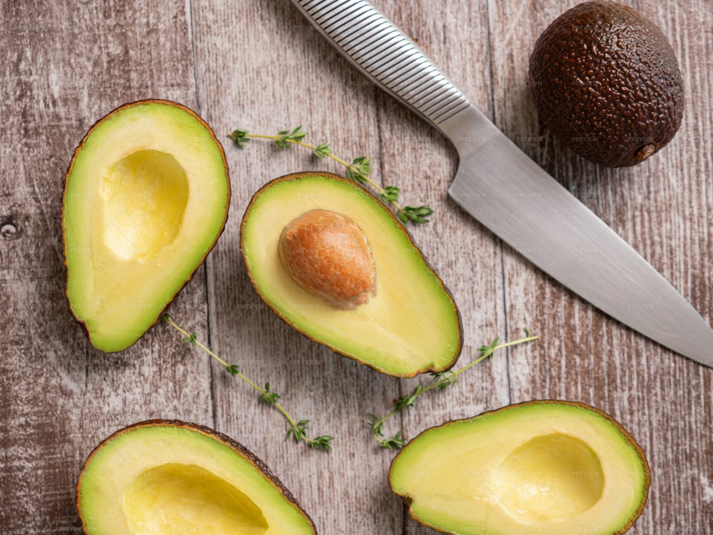Top View Fresh Cutted Avocado: Stock Photos