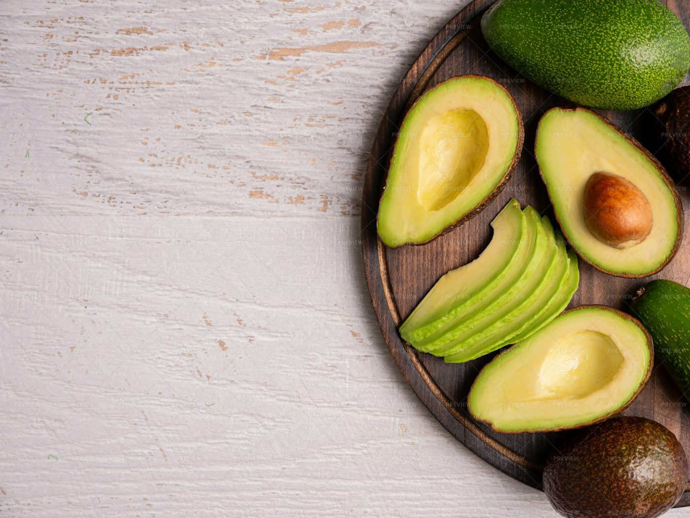 Top View Of Fresh Cut Avocado: Stock Photos