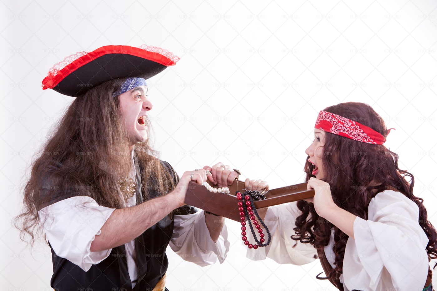 Greedy Pirates Fight: Stock Photos