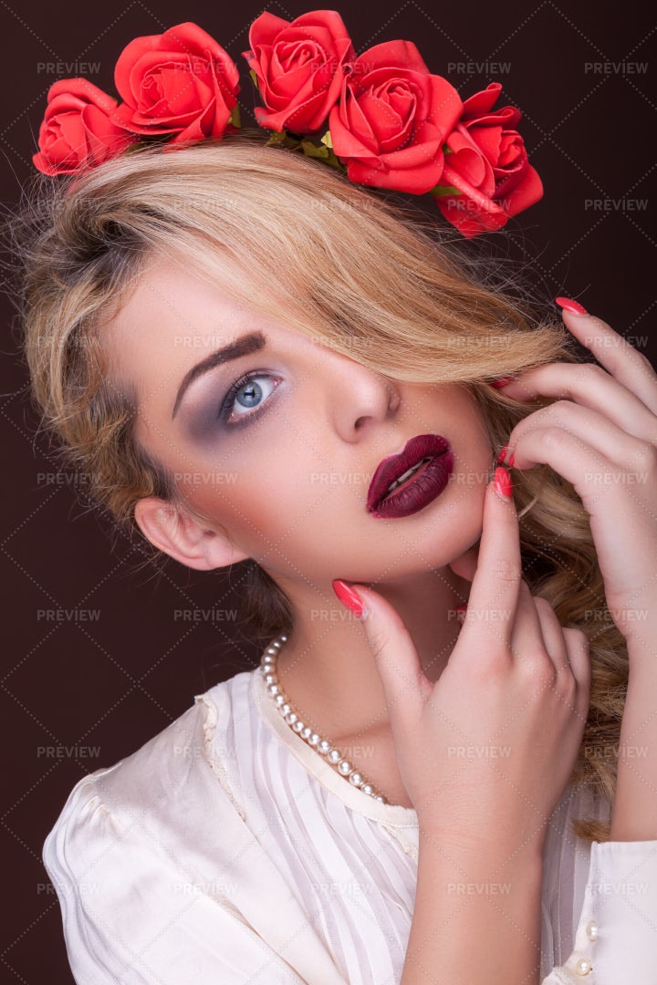 Sensual Woman Professional Make Up On: Stock Photos