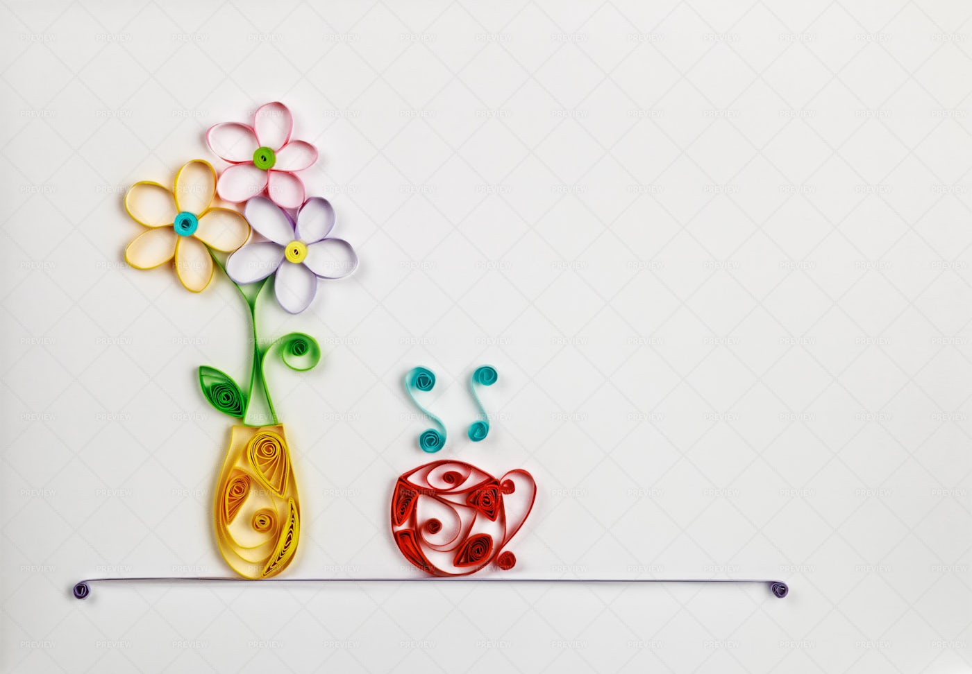 Flowers In Quilling Technique: Stock Photos