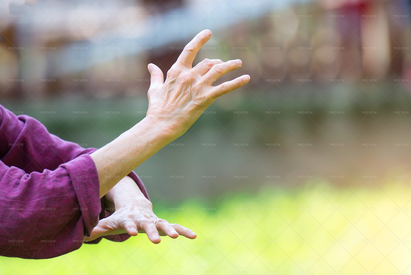 Hands While Practicing Tai Chi Chuan: Stock Photos