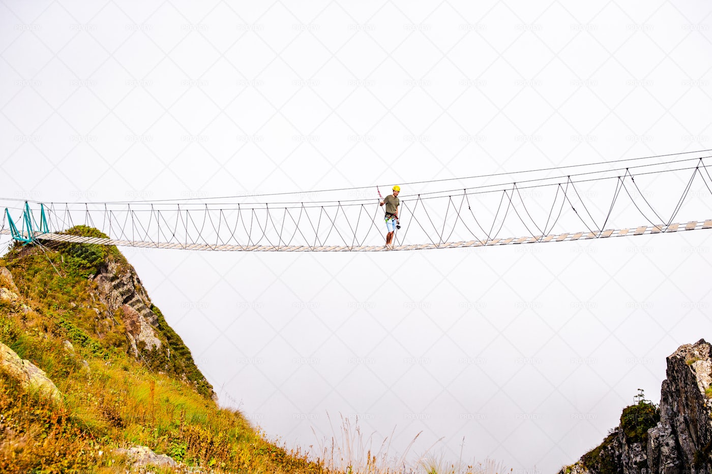 Crossing The Mountain Bridge: Stock Photos
