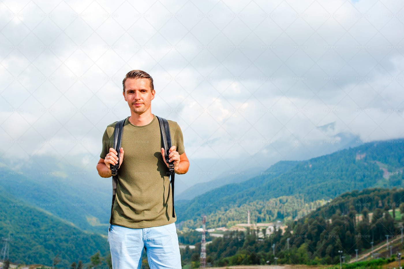 Hiker On The Mountains: Stock Photos