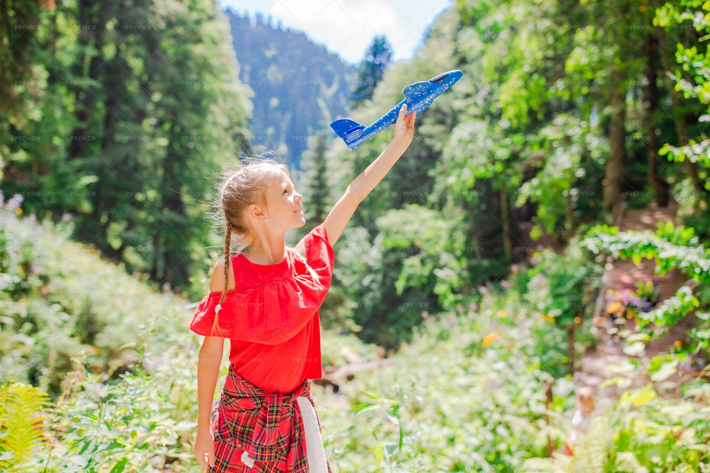 Toy Airplane In The Woods: Stock Photos