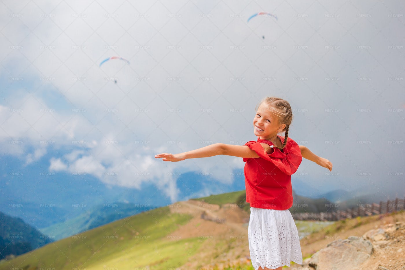 Child On A Mountaintop: Stock Photos