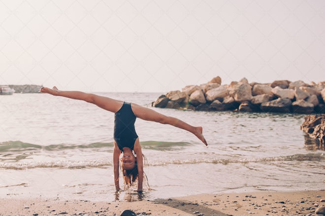 Beach Handstand - Stock Photos | Motion Array