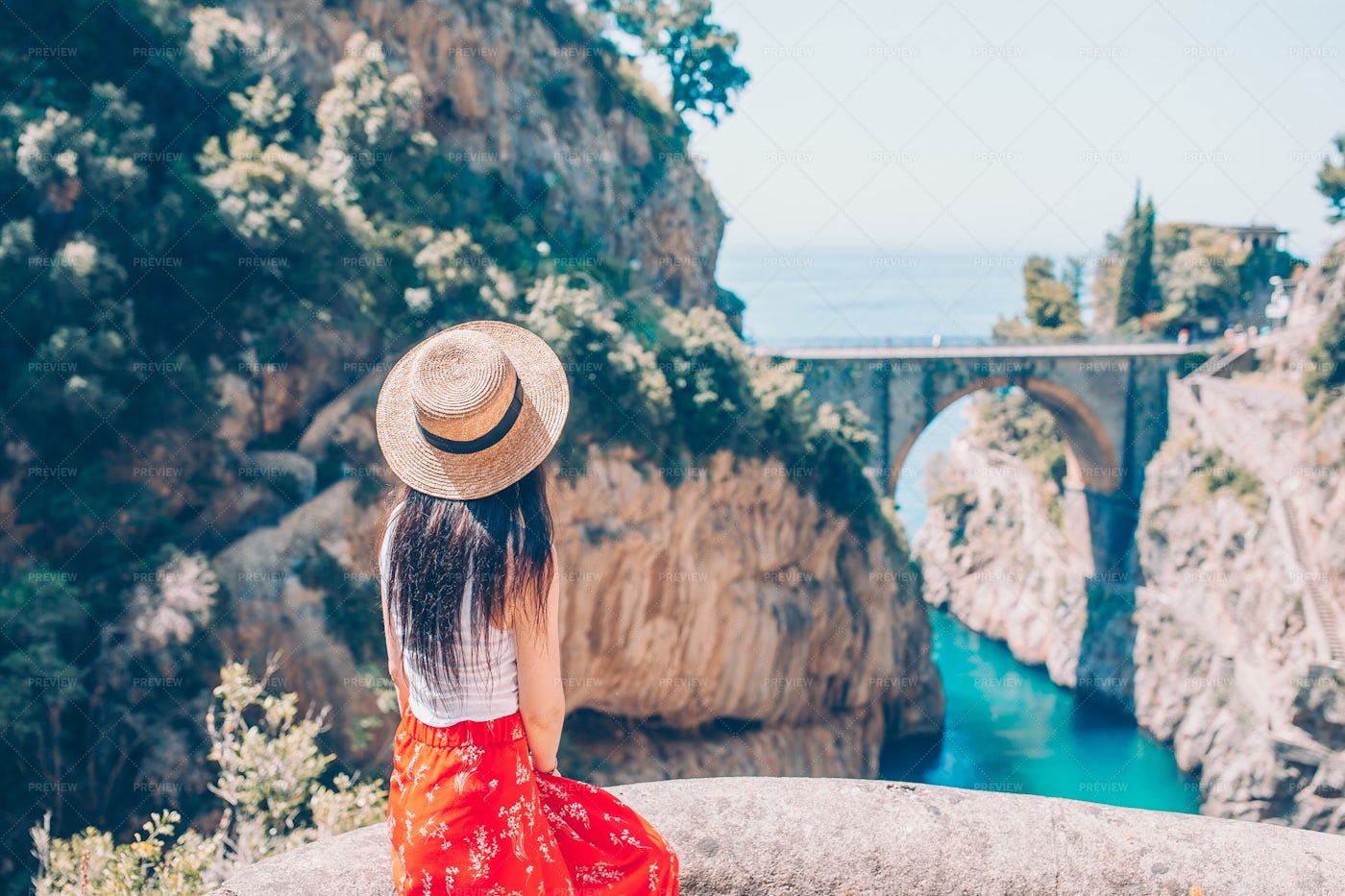 Bridge Over Fiordo Di Furore: Stock Photos