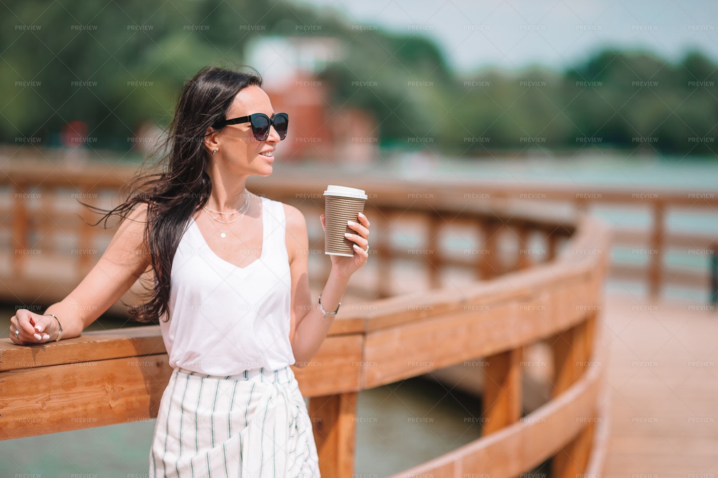 Woman On A Bridge: Stock Photos