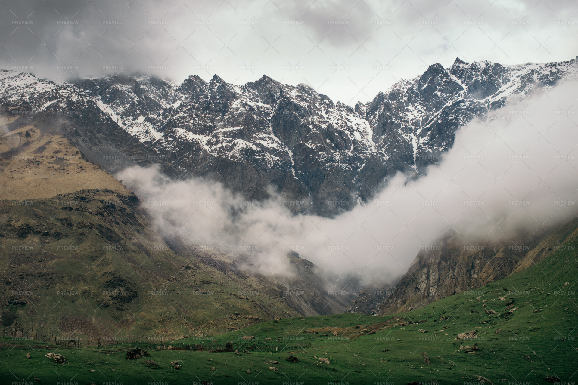 Fog In Mountain Valley - Stock Photos | Motion Array