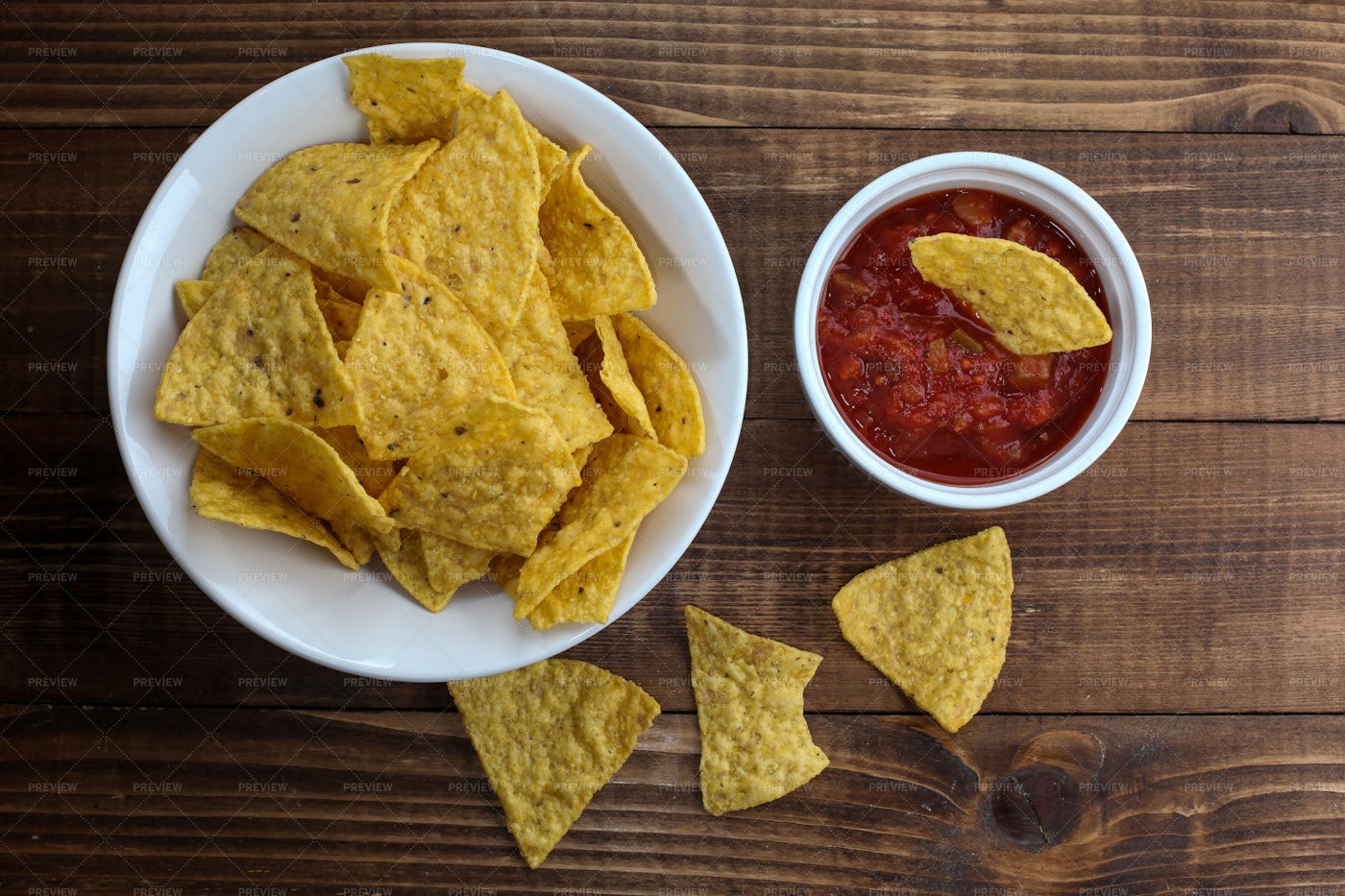 Tortilla Chips With Salsa: Stock Photos
