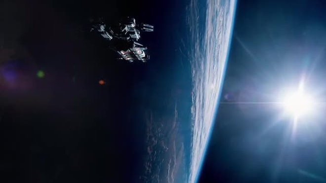 Spaceship Approaching Earth - Stock Motion Graphics | Motion Array