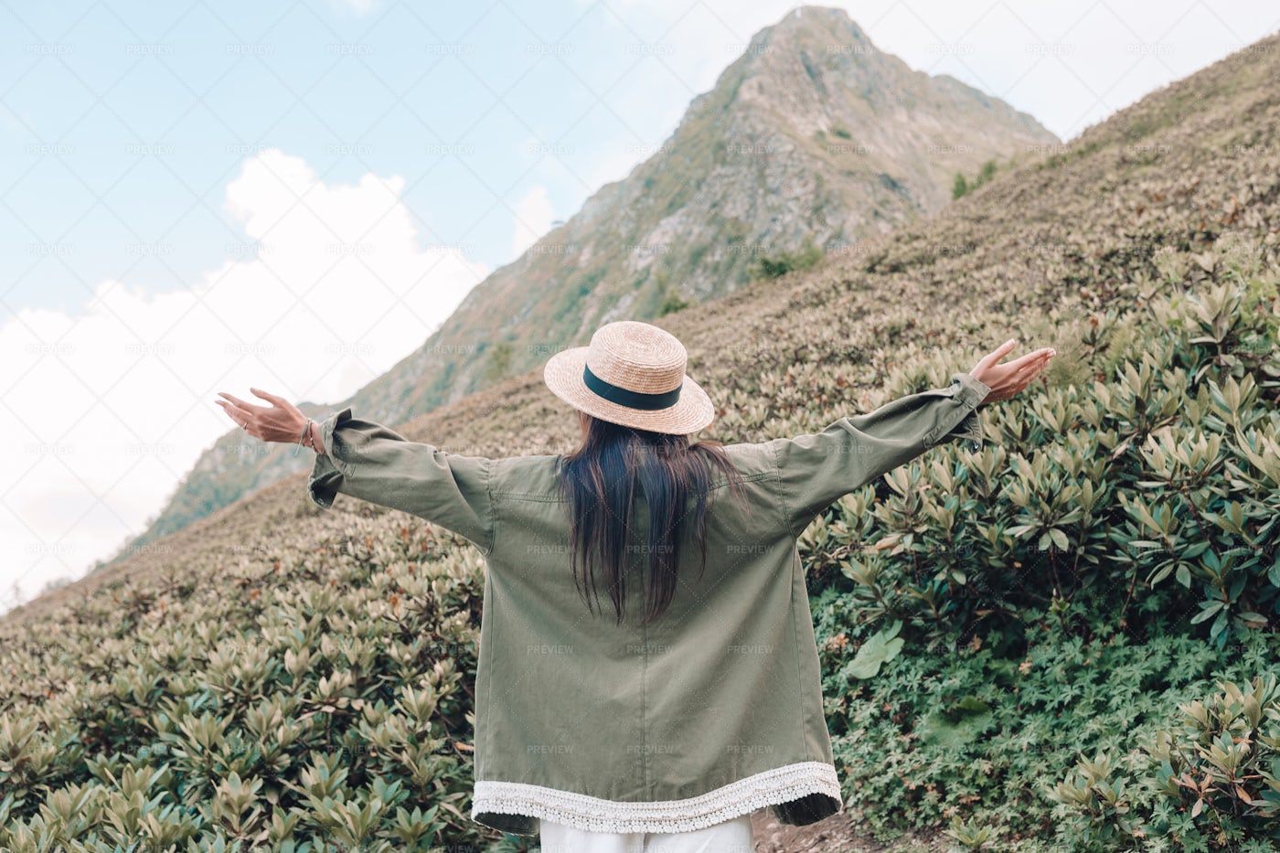 Enjoying The Mountain View: Stock Photos