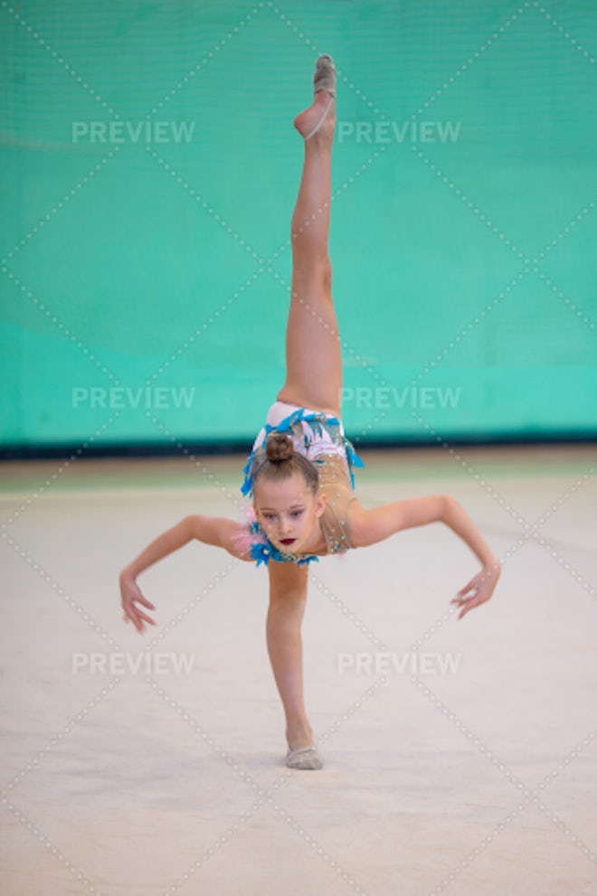 Gymnast Girl Stretching - Stock Photos