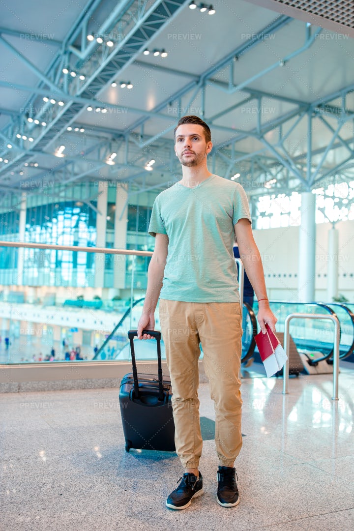 Young Man In An Airport Lounge: Stock Photos