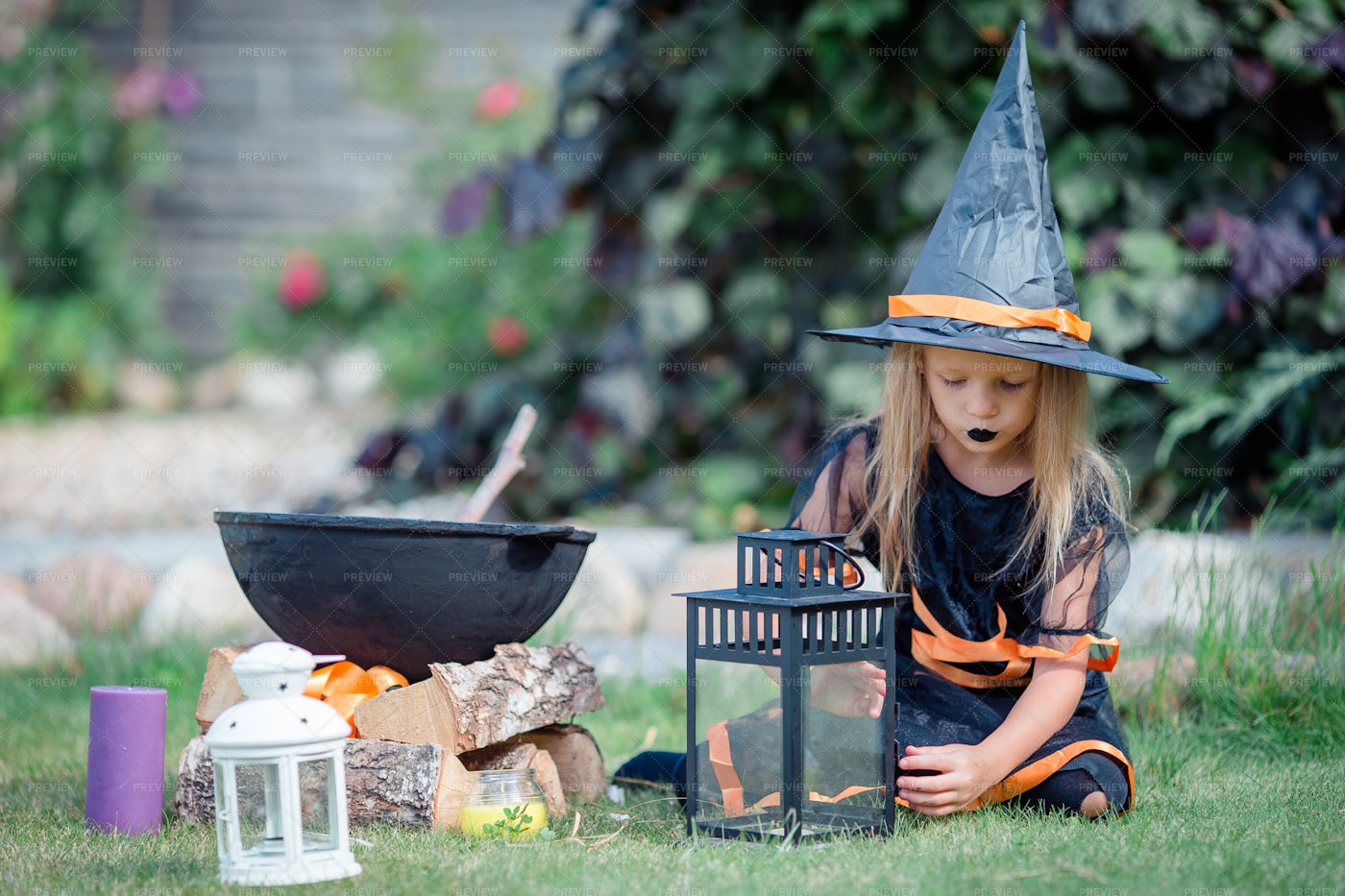Happy Girl In Halloween Costume: Stock Photos