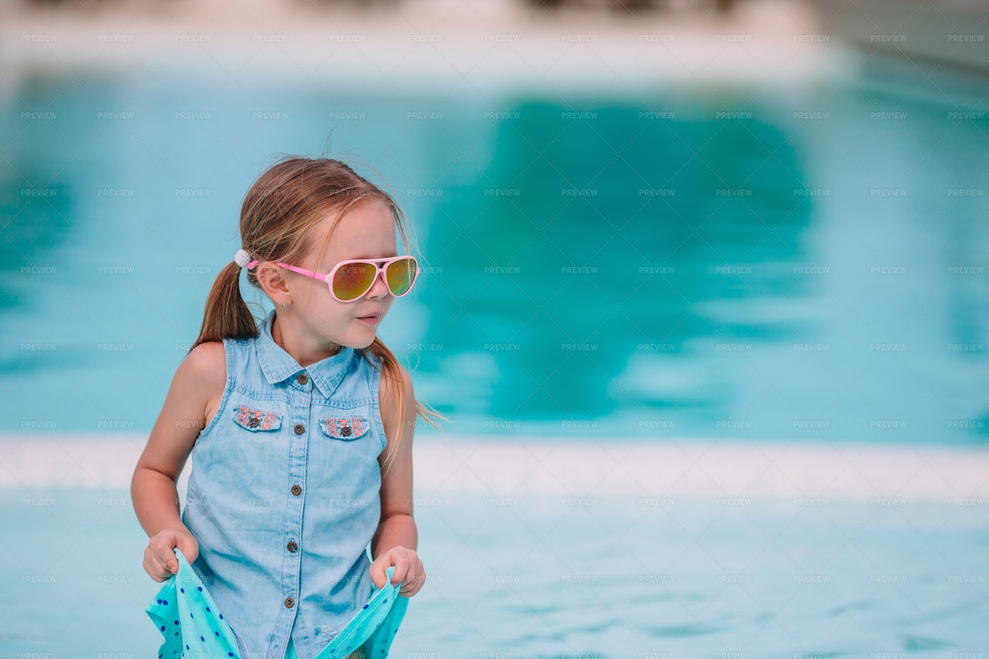 Girl By The Swimming Pool: Stock Photos