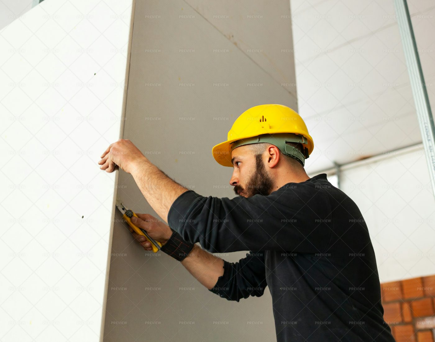 Plasterboard Wall Construction: Stock Photos