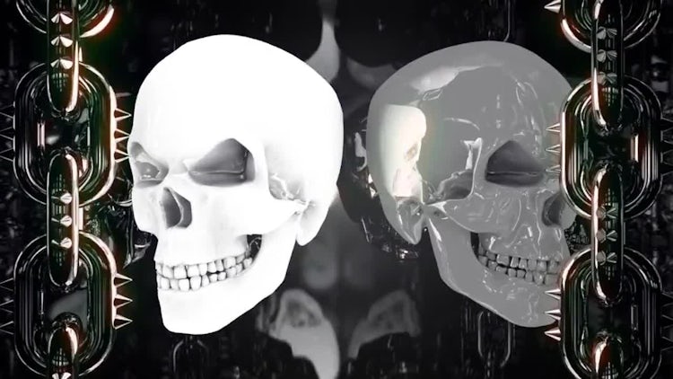 Glowing Metal Skulls: Stock Motion Graphics