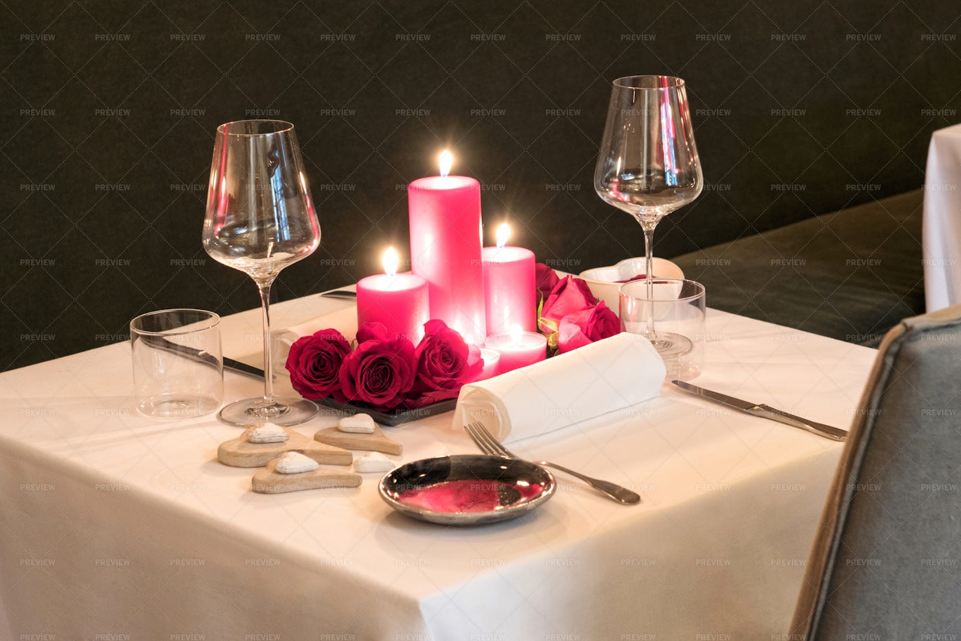 Romantic Candlelit Table: Stock Photos