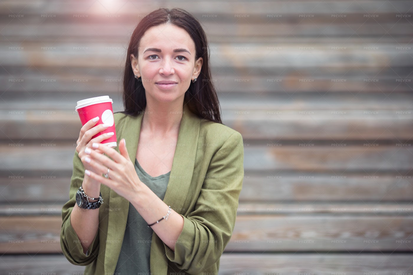 Drinking A Coffee Outside: Stock Photos