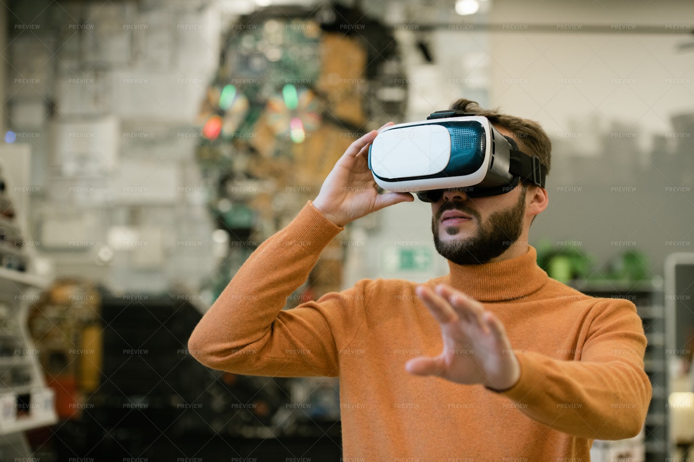 Young Man In Virtual Reality...: Stock Photos