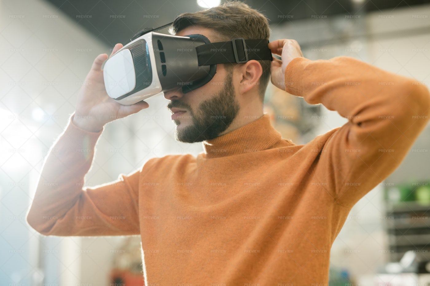 Casual Guy Putting Vr Goggle On... - Stock Photos | Motion Array