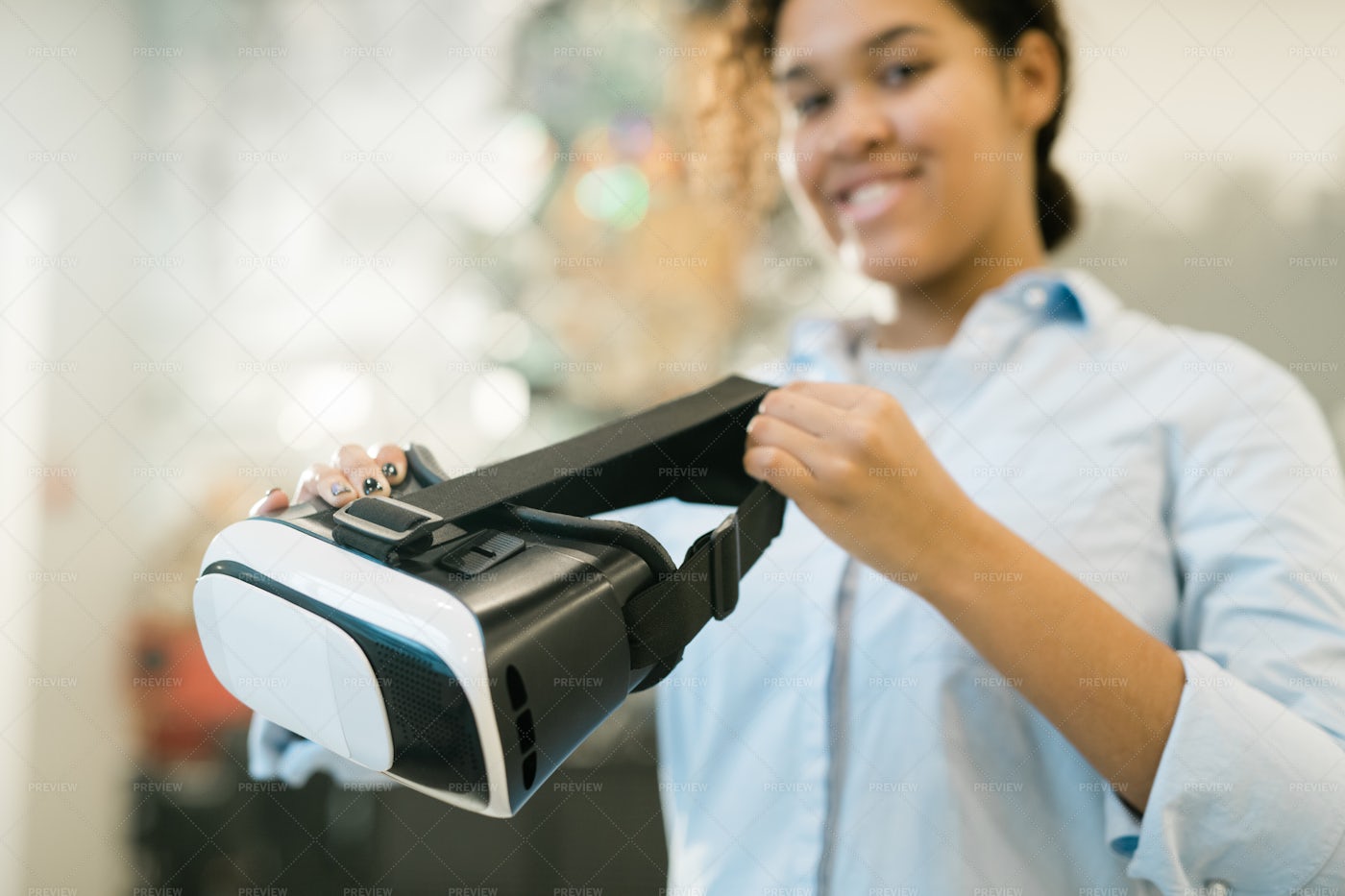 Virtual Reality Headset In Hands Of...: Stock Photos