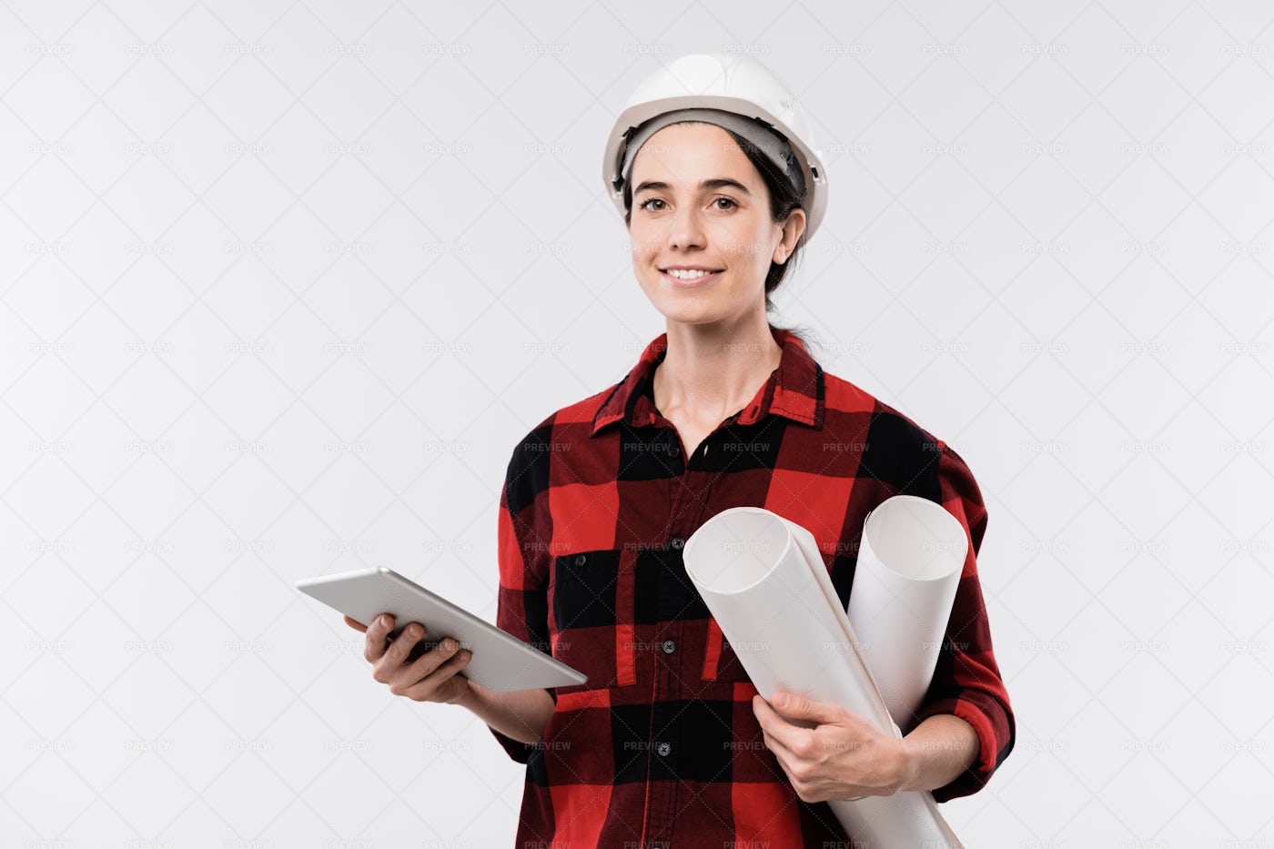 Happy Young Female Architect In...: Stock Photos