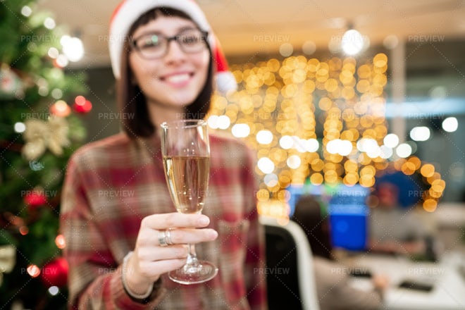 Friends clinking glasses with rose wine at Christmas, square crop stock  photo (222245) - YouWorkForThem