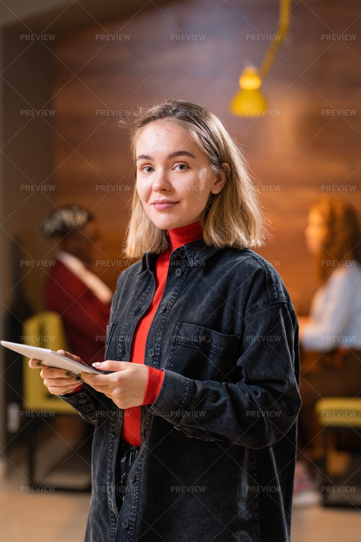 Young Casual Blonde Student With...: Stock Photos