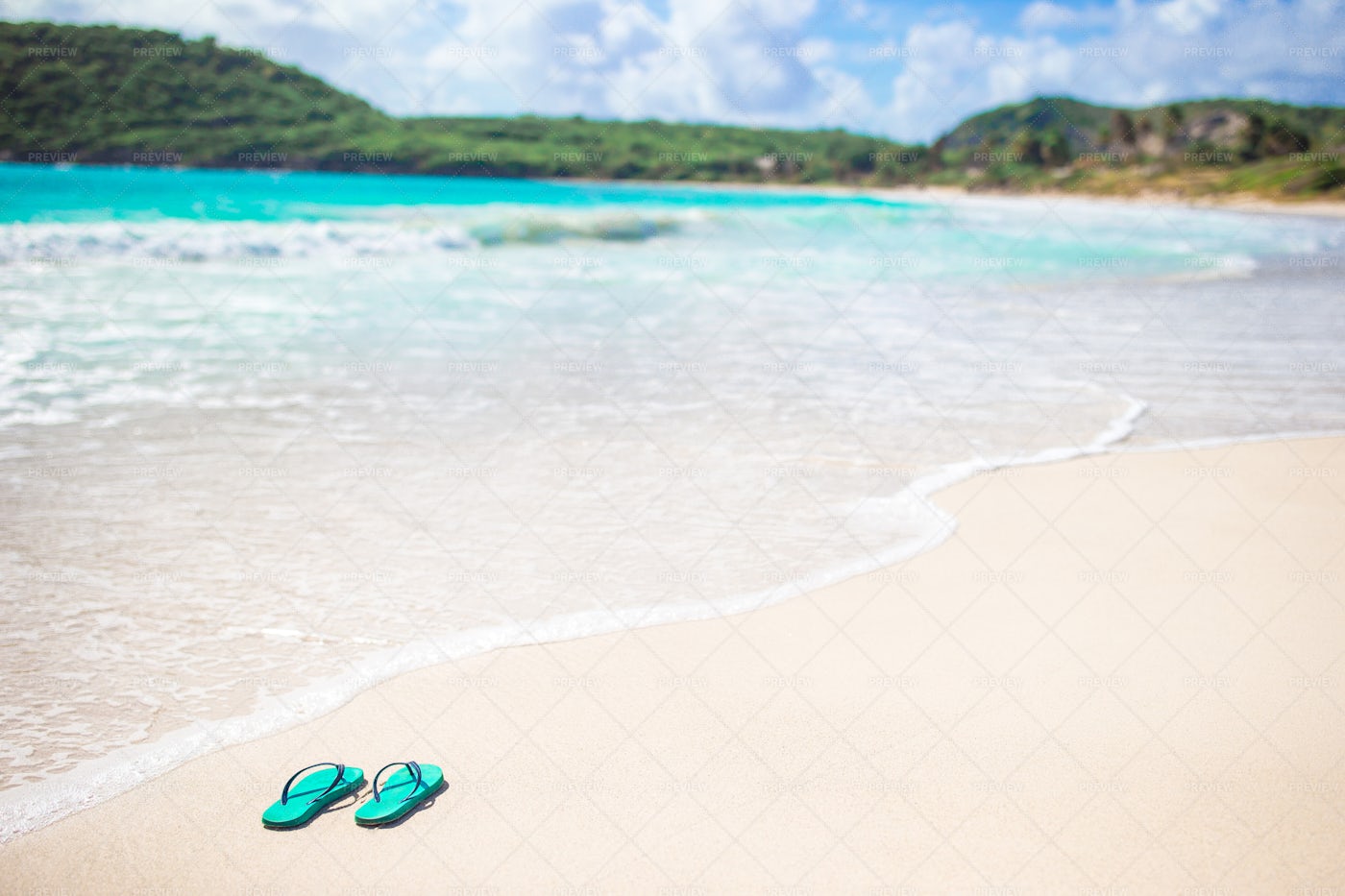 Mint Colored Flip Flops: Stock Photos