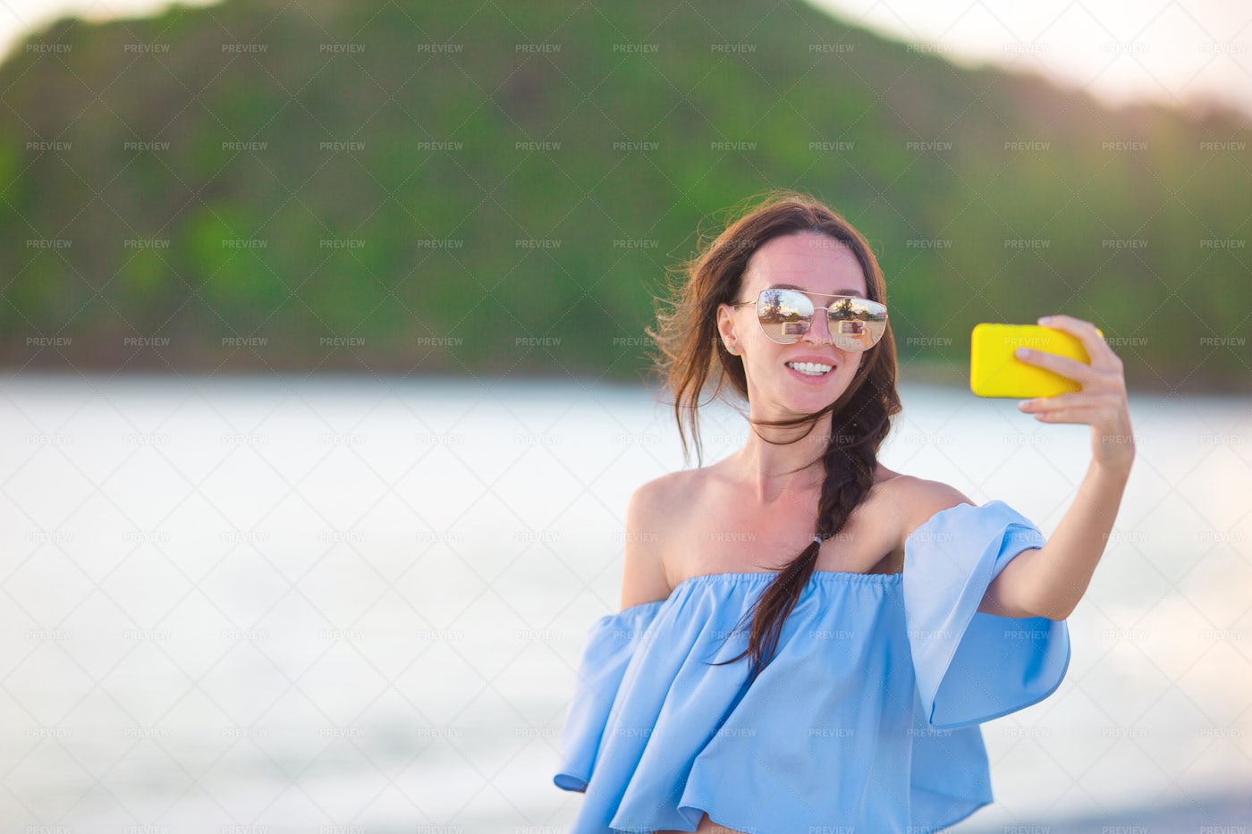 Taking A Vacation Selfie: Stock Photos
