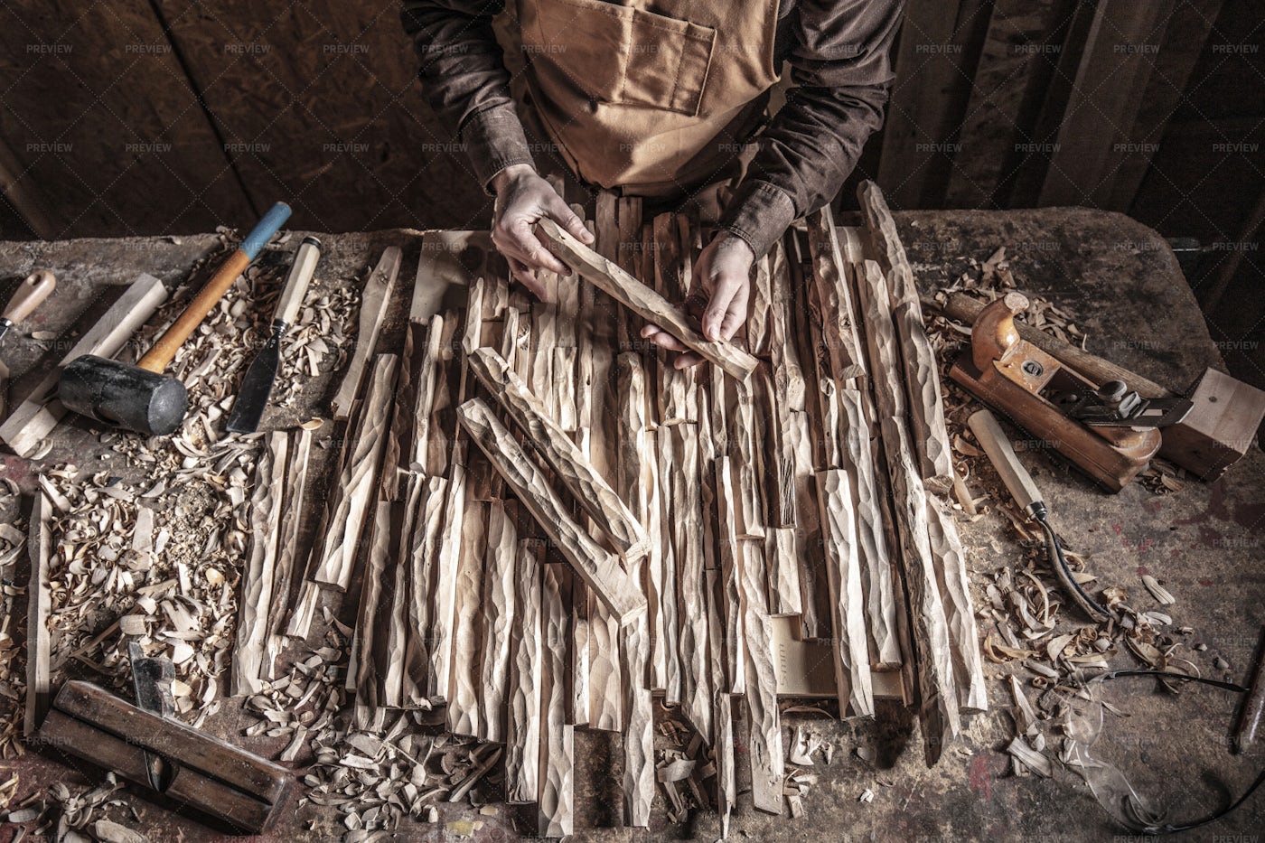 Carpenter In Workshop: Stock Photos