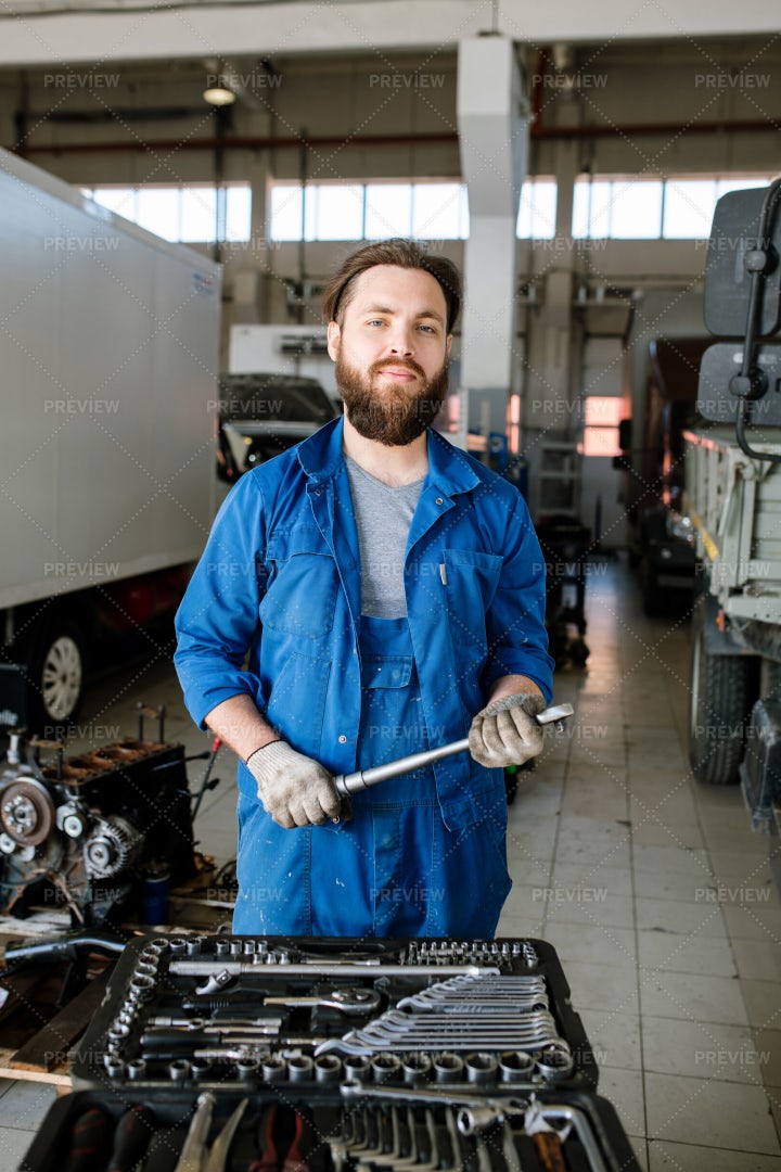 Young Bearded Master Of Technical...: Stock Photos