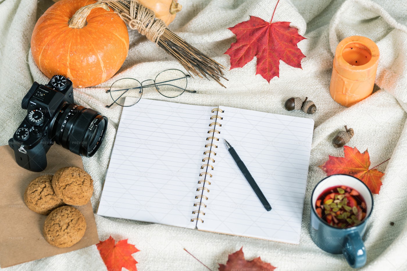 Composition Of Autumn Harvest, Food...: Stock Photos