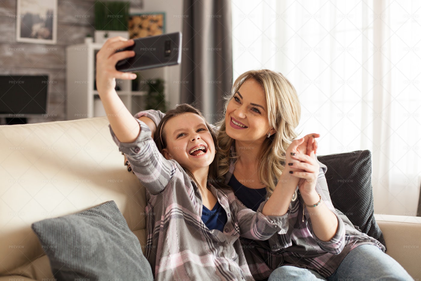 Family Sofa Selfie Stock Photos Motion Array