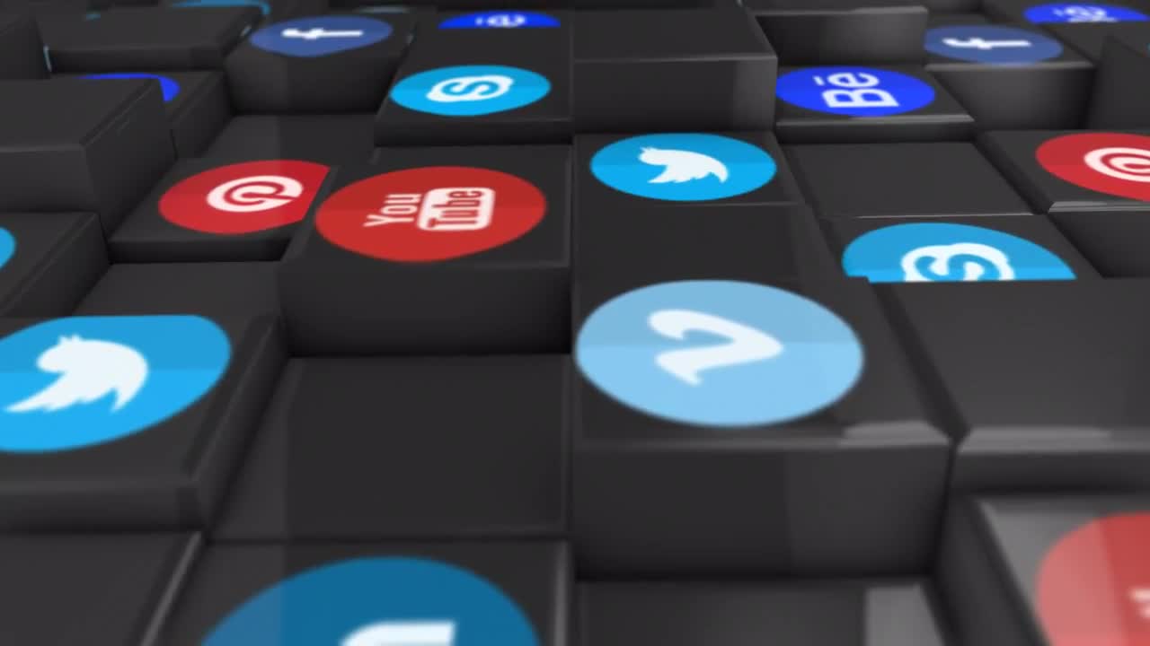 Blocks With Social Media Icons Stock Motion Graphics Motion Array
