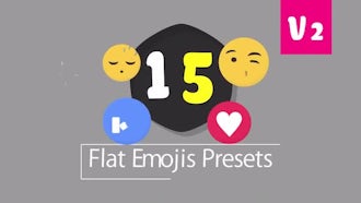 15 Flat Emojis Presets Pack V2: After Effects Templates