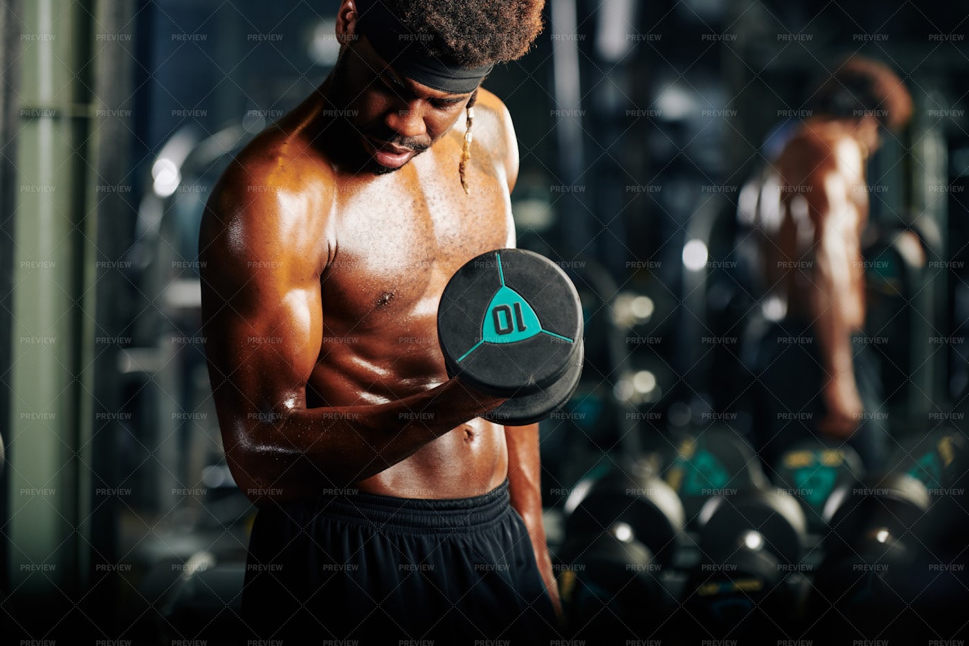 Sportsman Getting Biceps Pump: Stock Photos