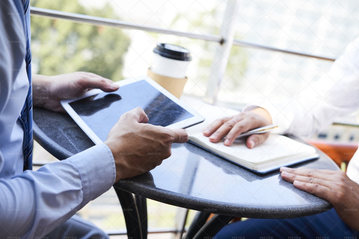 Working Online In Cafe: Stock Photos