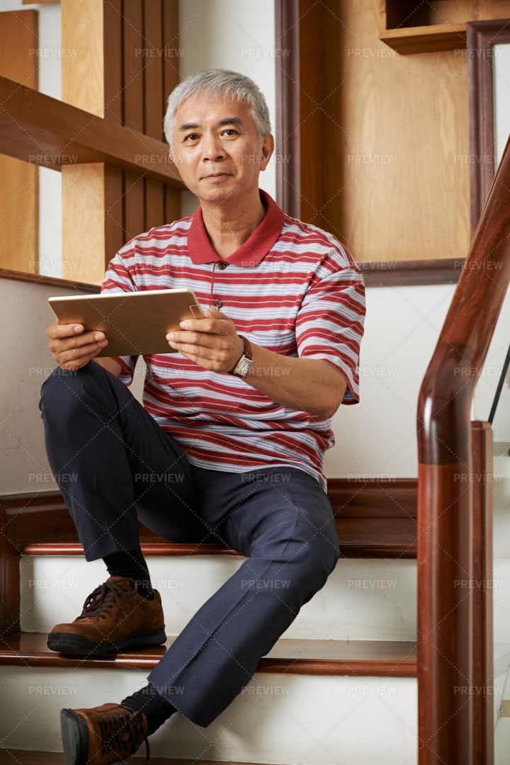 Man With Tablet Pc At Home: Stock Photos