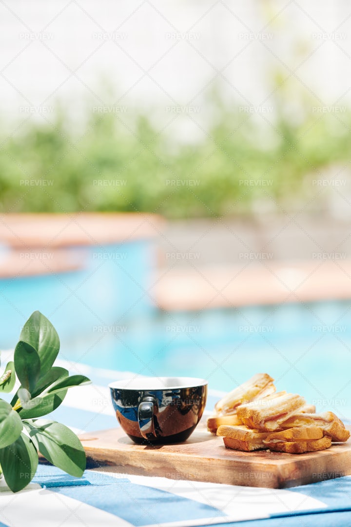 Tasty Breakfast On Wooden Board: Stock Photos
