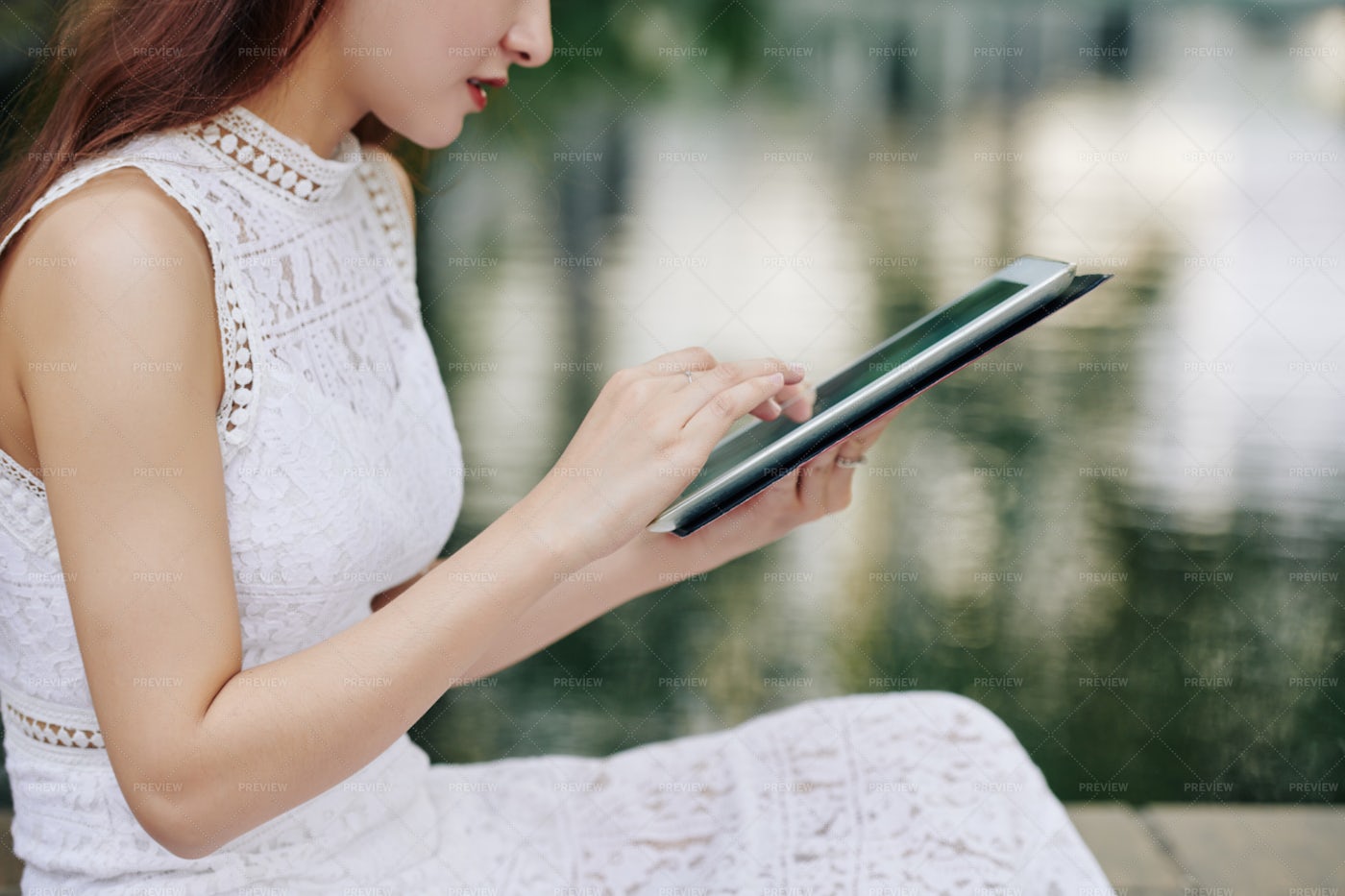 Woman Working On Digital Tablet: Stock Photos
